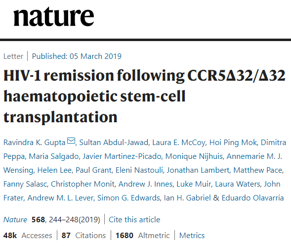 Nature/Lancet連發 | 重磅，全球第二例艾滋病患者被治愈，或可以推廣更大范圍治療艾滋病患者